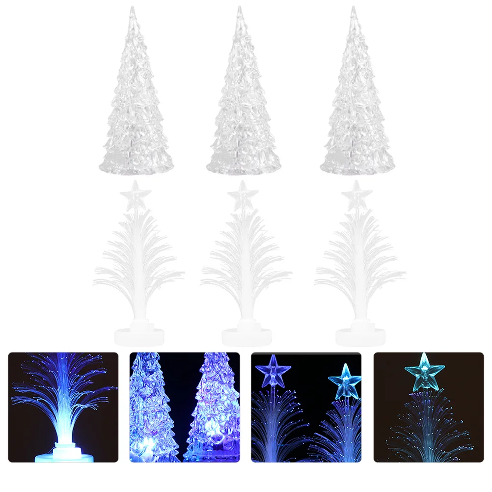 6 قطعة شجرة عيد الميلاد الصغيرة لسطح المكتب ضوء الليل الحلي الصغيرة منضدية حفلة عيد الميلاد زينة شجرة احتفالية