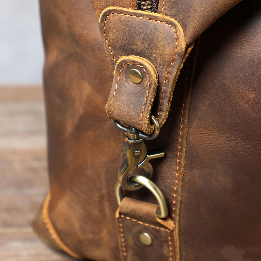 S.WORKER Premium Vollnarbenleder-Reisetasche Echtes Leder Vintage-Stil Große Handgepäcktasche – Detail 18