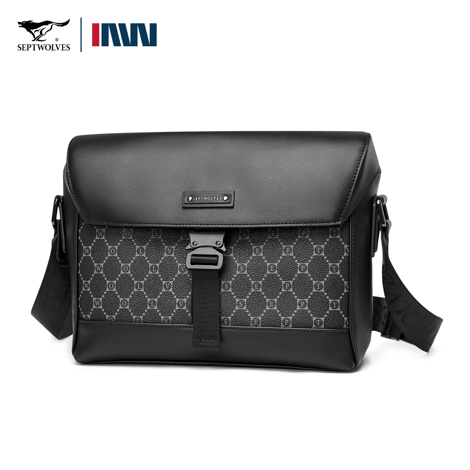 

Septwolves Lightweight Leather Men Crossbody Bag Business One Shoulder Bag Fit 9.7 Inch Ipad Mini With Anti-Theft Zipper Pocket