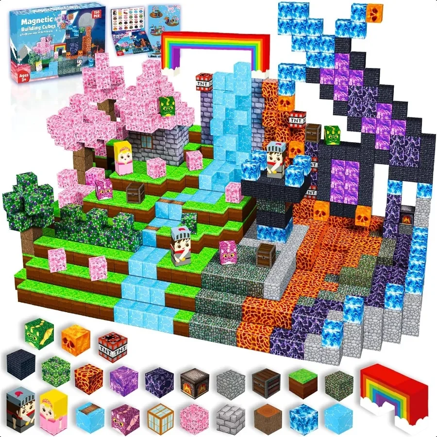 

Magnetic Blocks 150 PCS Build Dark Swordsman's Forest Castle Magnetic Toys for Montori Toddler Christmas Birthday Gifts STEM Se