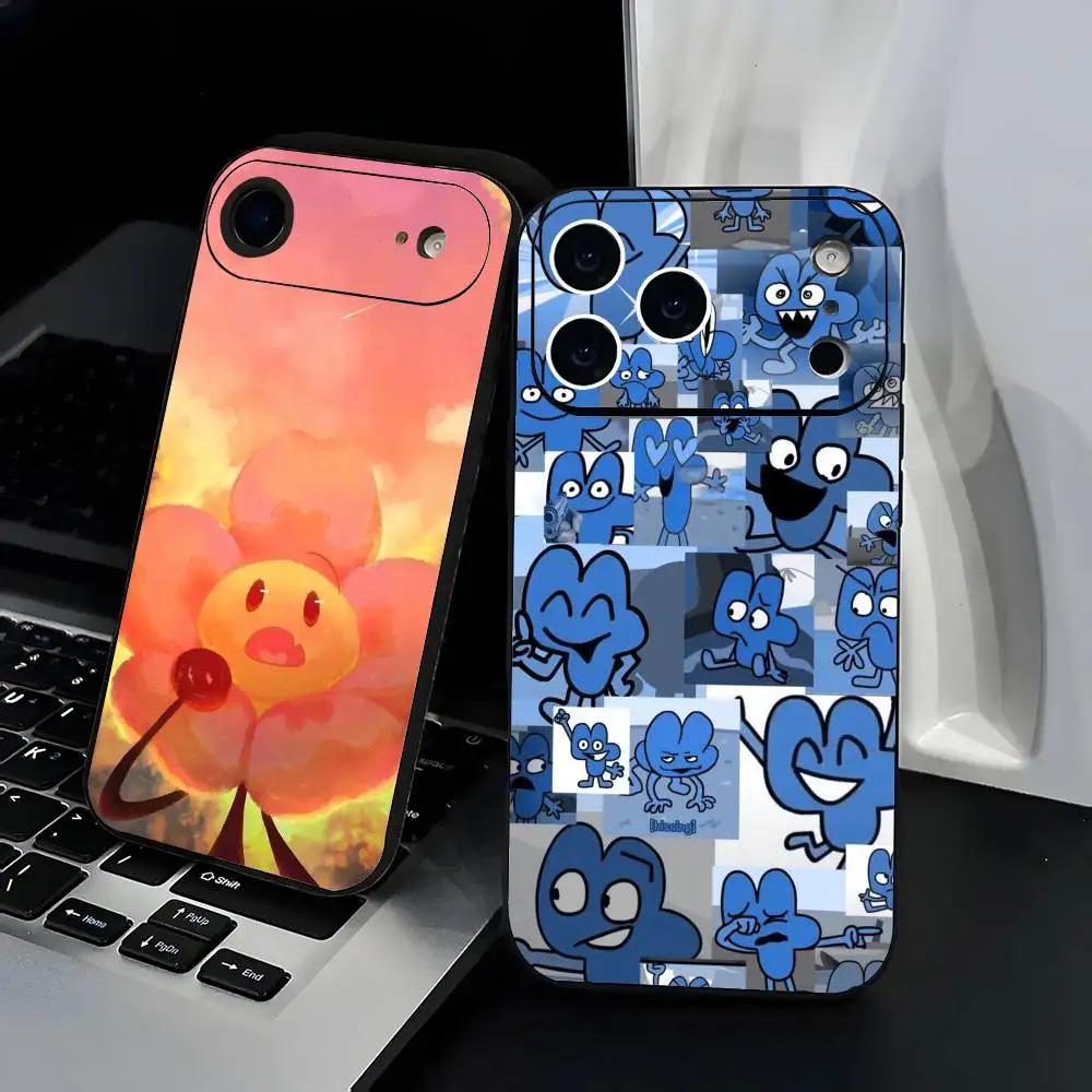 

Bfdi Battle For D-Dream Island game Phone Case Fashion Black Frosted TPU Phone Case for iPhone 12-17. UV Spray Painted Design, A