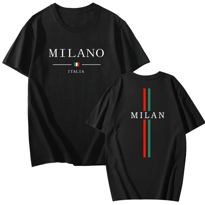 Milan City Printed Mens T-shirt 2025 Summer Hot Sale Casual Pure Cotton Tops Male Home Outdoor Fashion Sports Short Sleeved Tees