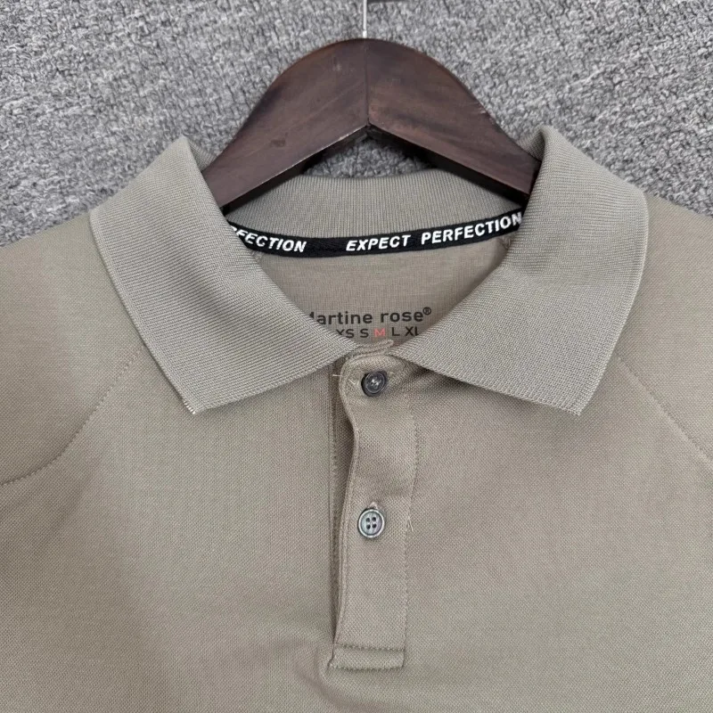 مارتين روز رسالة مطبوعة قصيرة الأكمام تي شيرت عادية تنوعا قميص بولو الرجال النساء عالية الجودة الكاكي القطن التلبيب تي شيرت