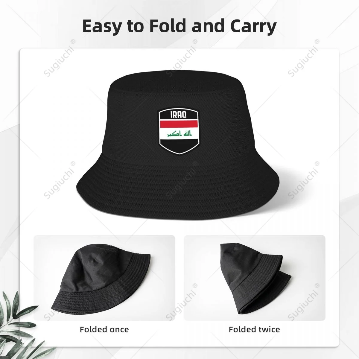 Iraq Flag Shield Bucket Hats Print Cool Fans Sun Shade Simple Classic Outdoor Summer Fisherman Caps Fishing Cap