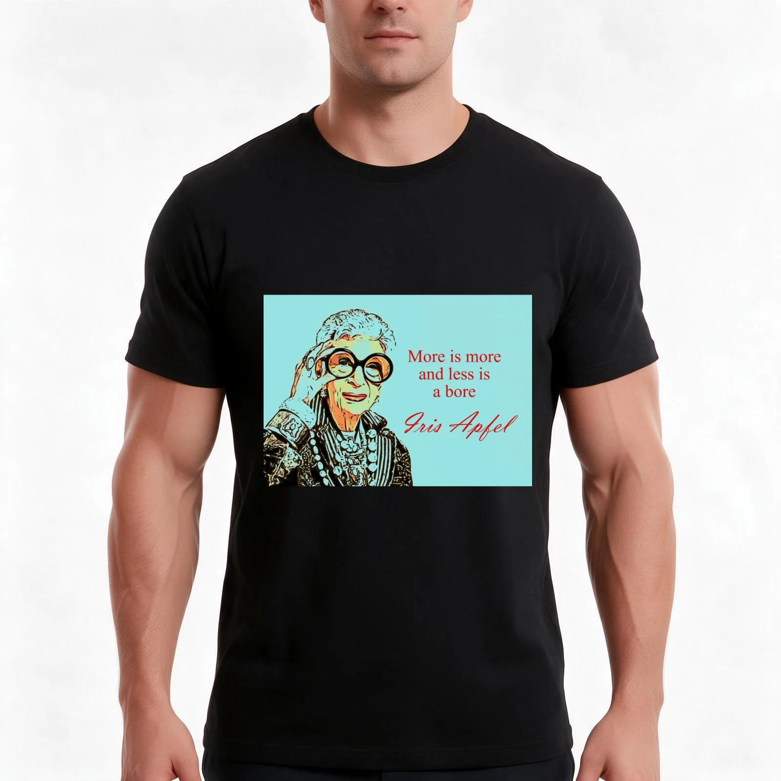 Iris Apfel, More is More and less is a bore T-Shirt, Summer Casual Cotton Tee, Oversized Streetwear Tops, Vintage Graphic Print