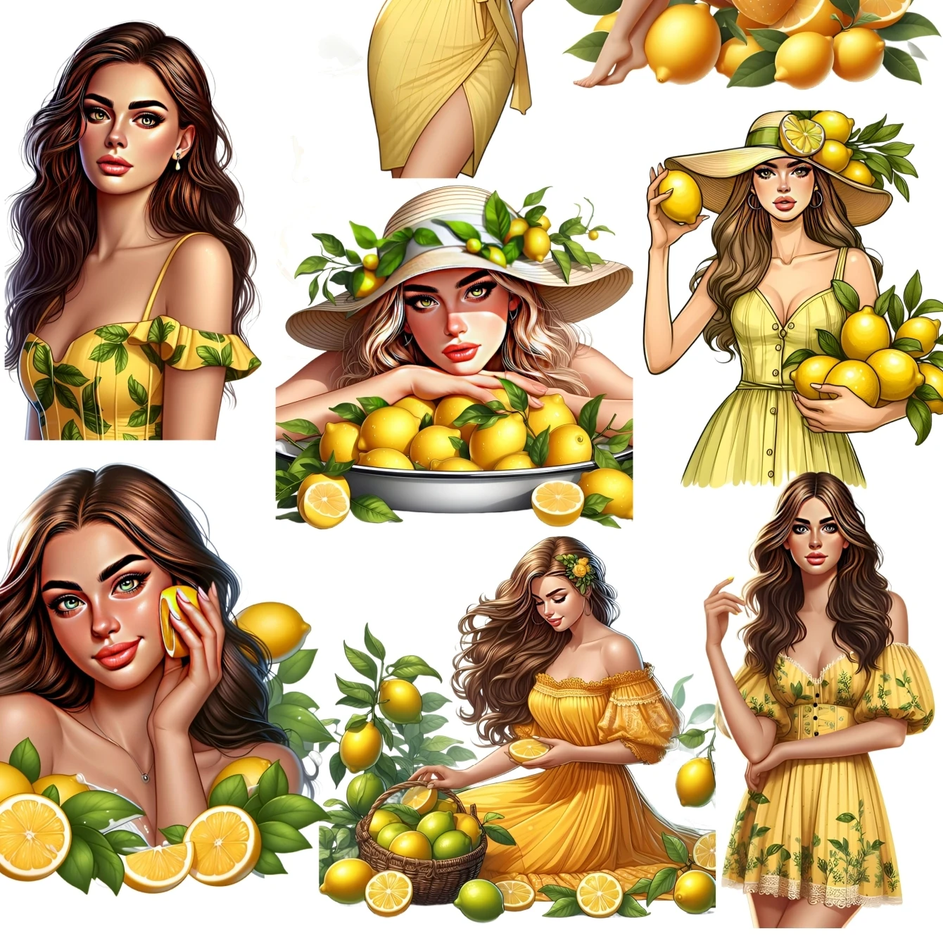 17pcs Cute Lemon girl Hand Account Stickers Ins Style Decoration  Stationery Waterproof DIY Craft Photo Album scrapbooking