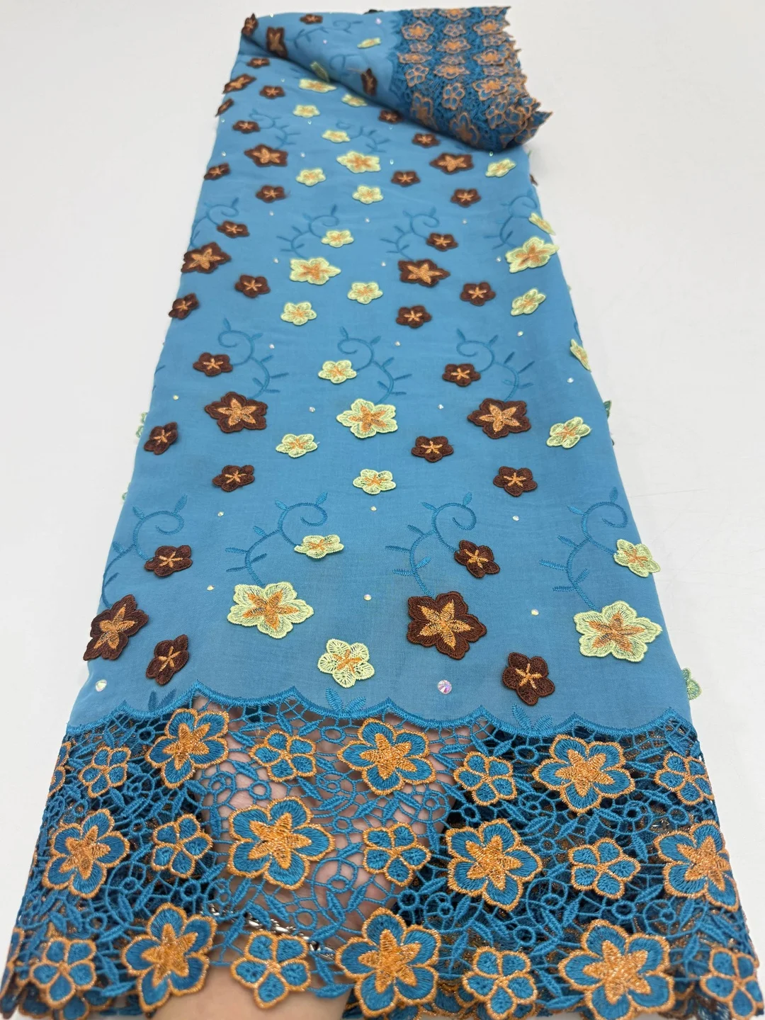 

Nigerian lace fabrics 2026 Cotton Guipure Cord Lace Fabric for Women's Party Dresses Sewing African Colorful Latest Design