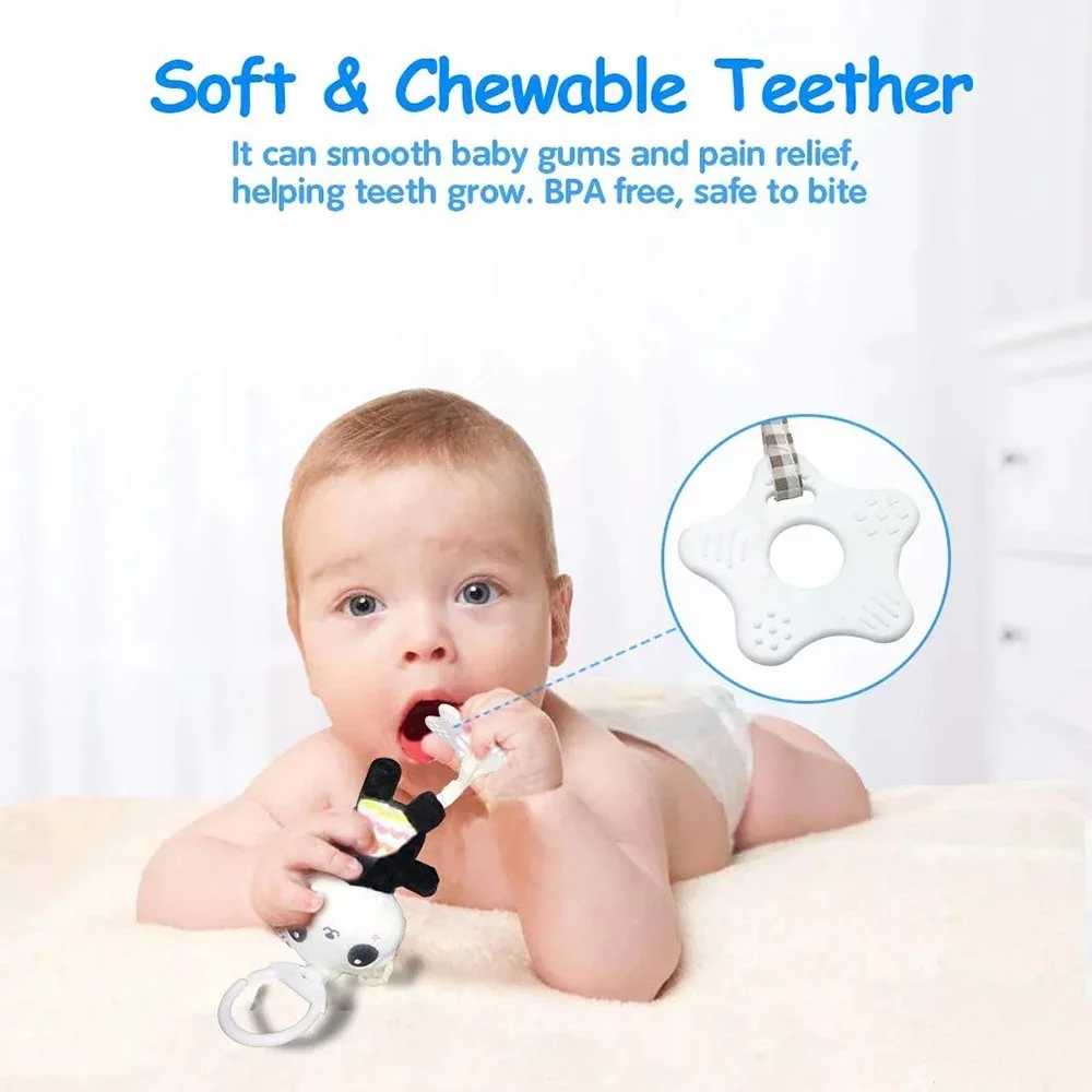 Stroller Car Seat Crib Baby Hanging Baby Rattles with Teethers Soft Plush Toys Development Infant for Newborn Gifts