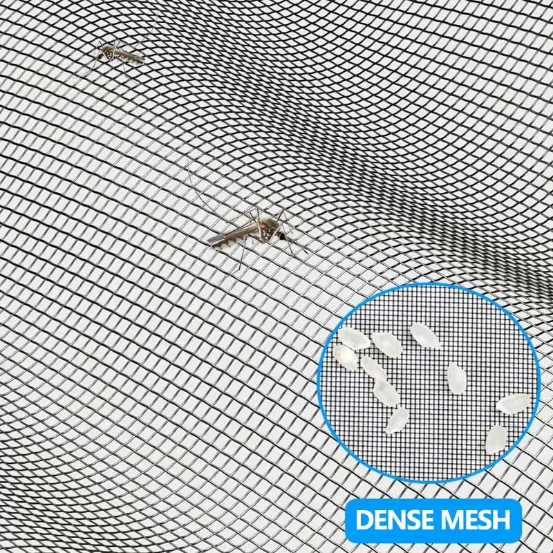 Customizable Home Mosquito-Proof Curved Dense Mesh Window Screen Zipper Style Black Trim Detachable Drill-Free