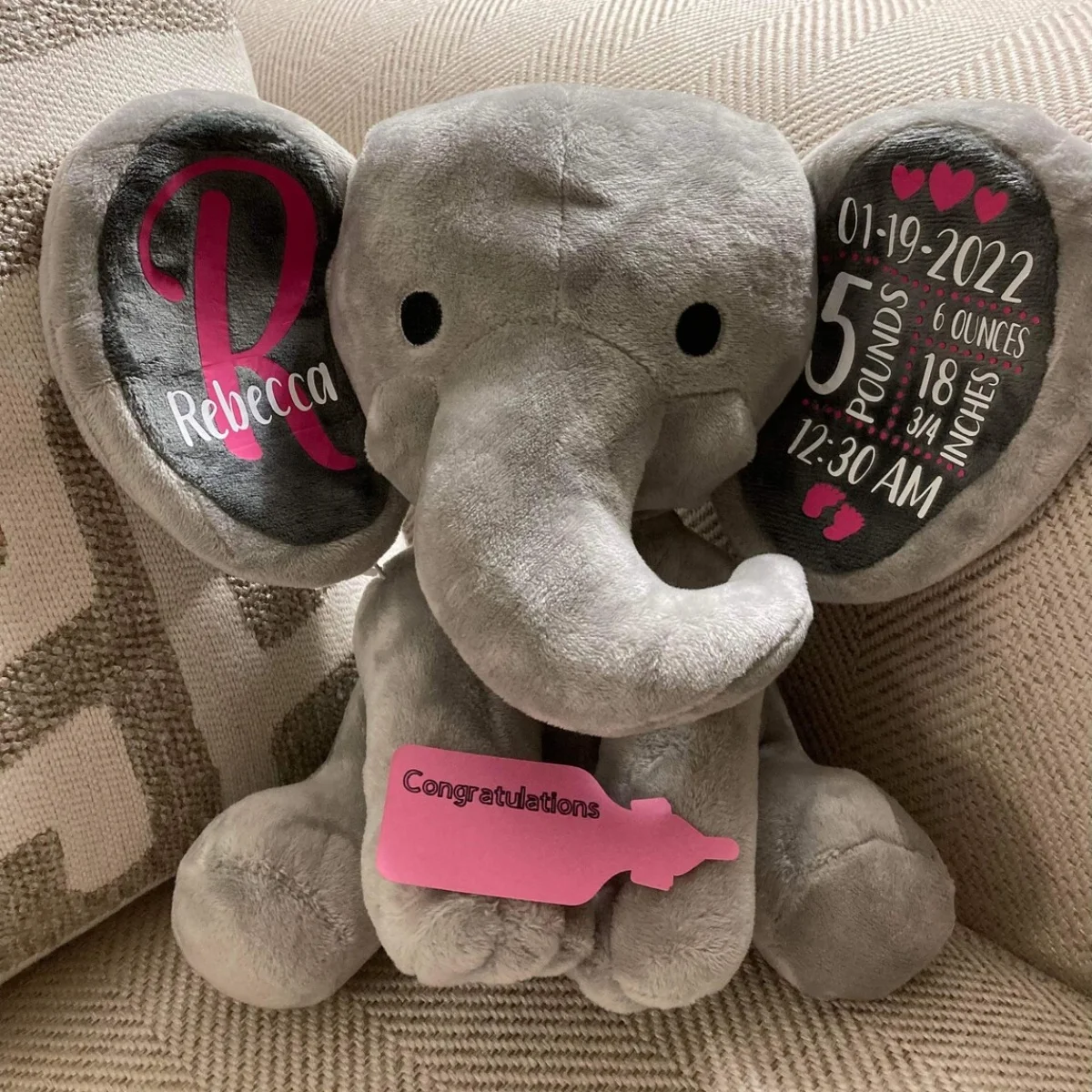الفيل المحشو المخصص، إعلان الميلاد، هدية الذكرى السنوية، أو هدية الزفاف