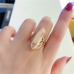 585 purple gold plated 14K rose gold exaggerated Court style glossy rings for women unique butterfly design wedding jewelry