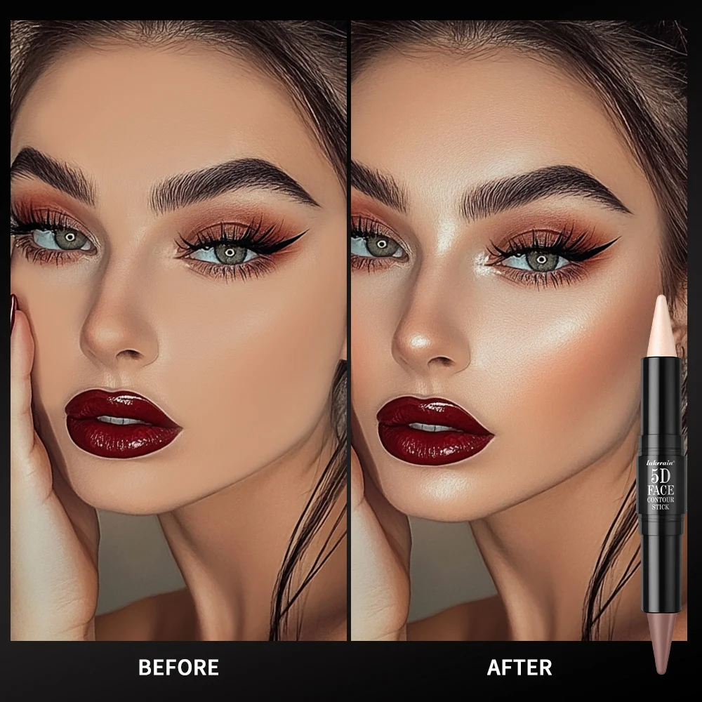 Double-ended dual-purpose Highlighter Shading Contour Stick Long Lasting To 12 Hours Sweatproof Waterproof Multi-Use Cosmetics