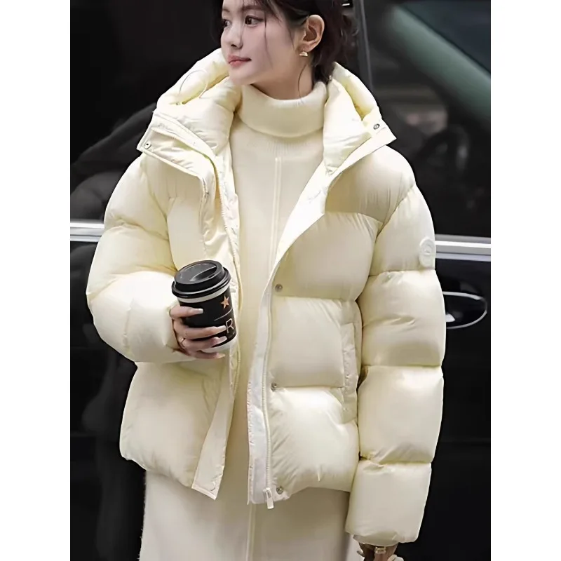 العلامة التجارية الفاخرة سترة منفوخة المرأة الدافئة الأبيض بطة أسفل معطف مبطن تصميم ملابس خارجية سميكة الثلوج الملابس مقنعين يندبروف معاطف #2
