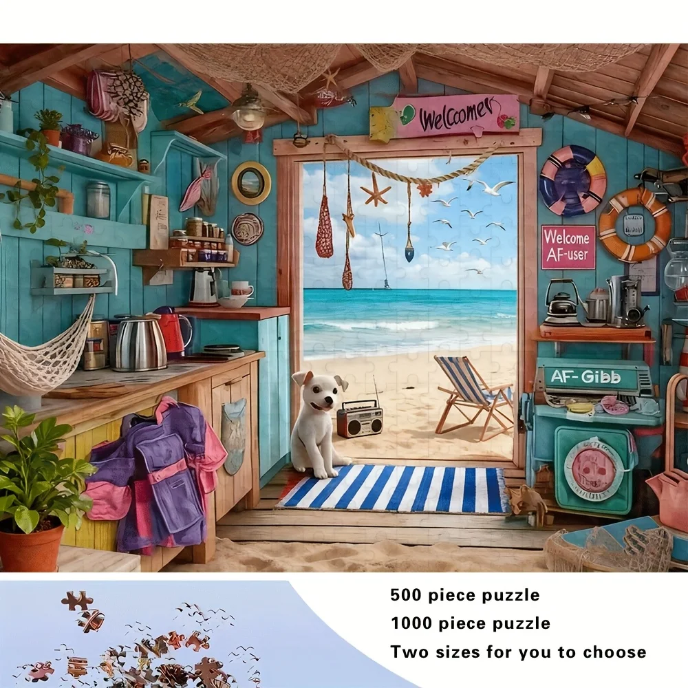 Quebra-cabeça para adultos, 500/1000 peças, provocador de cérebro em grande escala com padrões complexos, caixa portátil para família gam