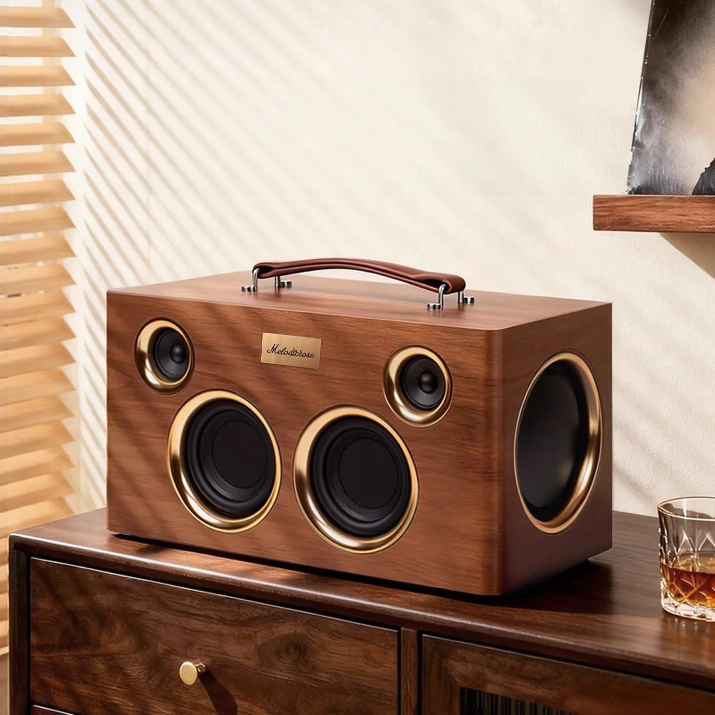 Desktop Bluetooth Speaker, Wooden Speaker, Retro Melody Rose 08, Computer & Home Desktop Bluetooth Subwoofer