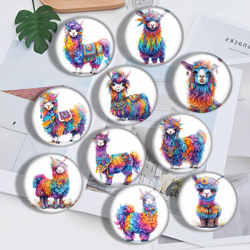 

Quirky Fancy Llama 12mm14mm/16mm/18mm/20mm/25mm/30mm Round photo glass cabochon demo flat back Making findings Jewelry