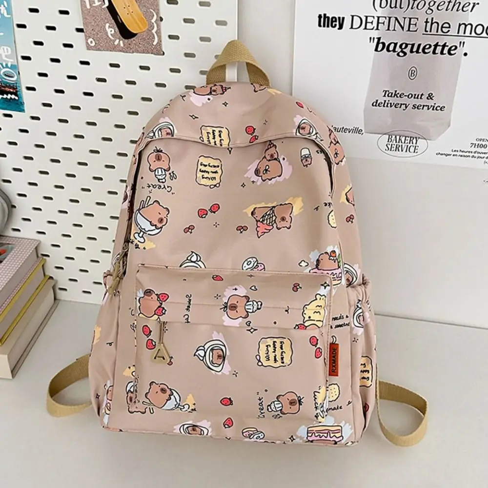 New Simple Capybara Backpack Cartoon Large Capacity School Bags Pattern Shoulder Bags Teenagers