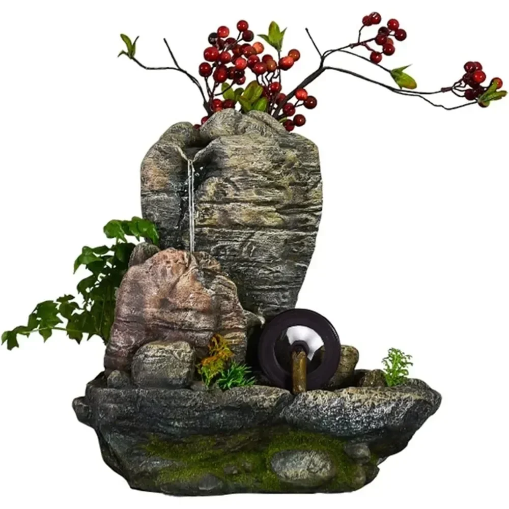 

Tabletop Water Fountain Desktop Fountain Interior Decoration Waterfall Fountain Meditation Desktop Simulation Resin Rockery