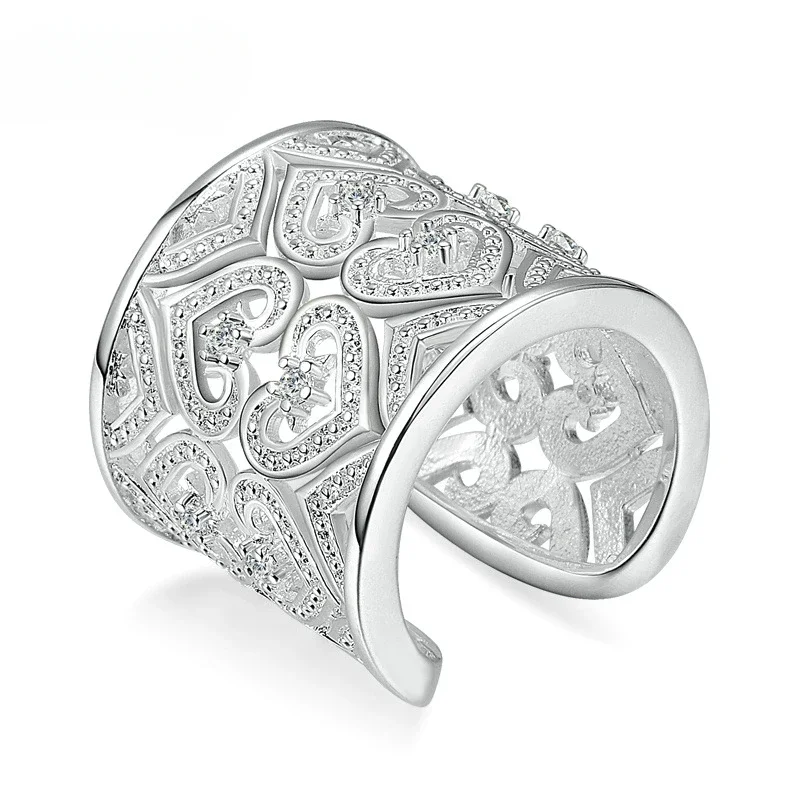

2024 New Light Luxury Women Stainless Steel Fashion Open Cut Zircon Ring Exquisite Y2K Lady Jewelry Festival Gift