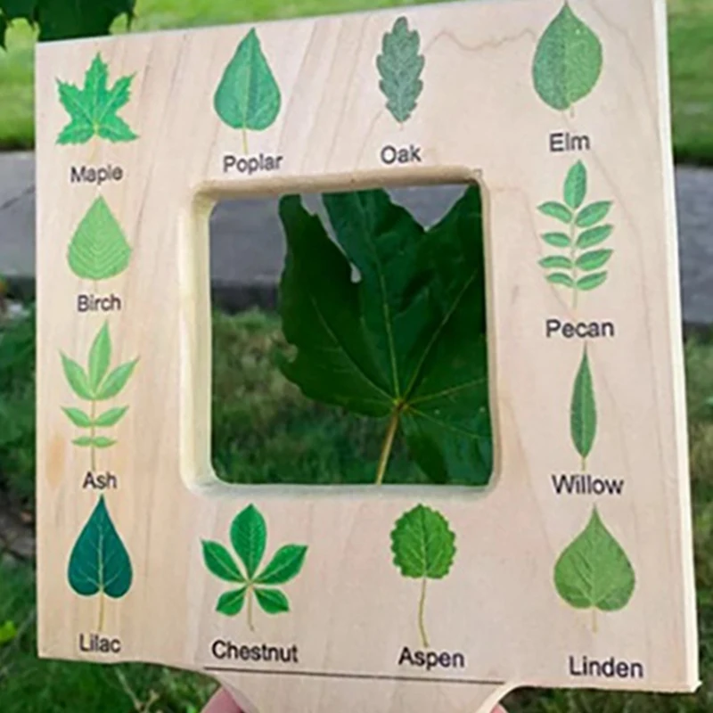 Nature Guide Finder Toddler Wooden Handheld Toy Double-Sided Board Outdoor Plant Children Durable -C