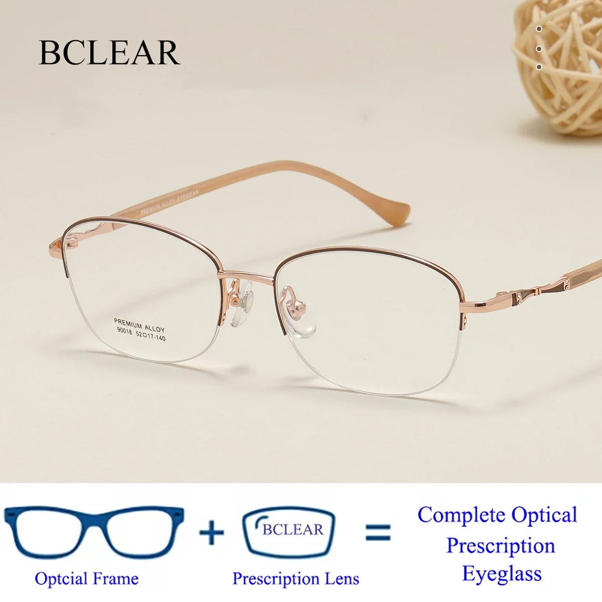 BCLEAR Retro Oval Half Rim Frame Glasses Women Female Sweet Cool Eyewear Trend Myopia Reading Computer Anti Blue Light Eyeglass