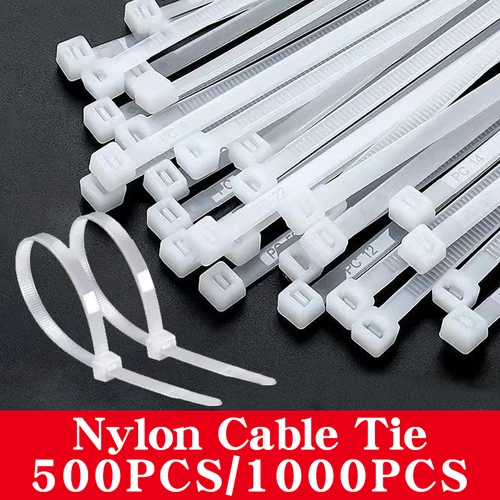 Imagen 1 del producto Bolsa de amarre de nailon de plástico autoblocante, envoltura de cremallera blanca, juego de amarre de cables de nailon, anillo de sujeción, envoltura de alambre, 500/1000 unids/lote