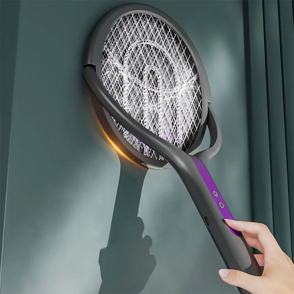 Rotating Head Bug Zapper Racket Rechargeable Fly Zapper 2 in 1 Fly Killer and Mosquito Trap Lamp for Home Indoor Outdoor