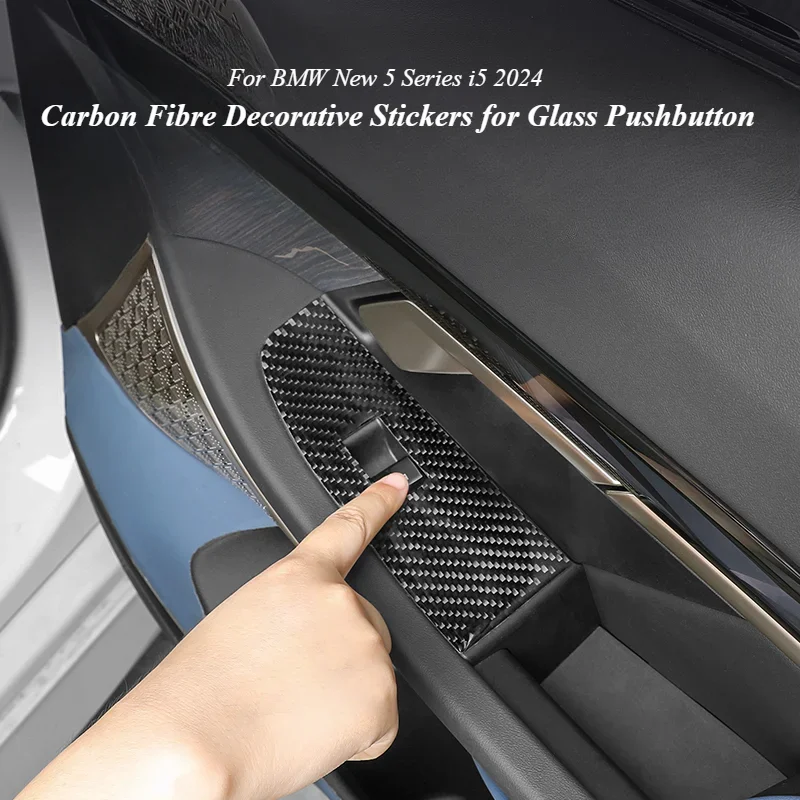 For BMW New 5 Series i5 2024 525 530li Carbon Fibre Car Window Lift Panel Sticker Carbon Fiber Interior Car Accessories Decor