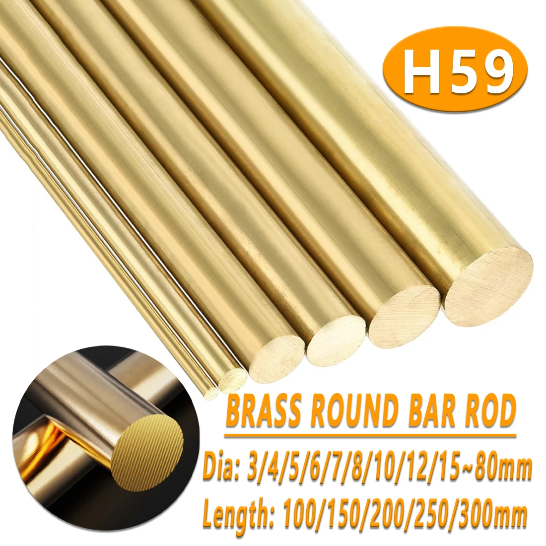 Diameter  6-120mm Length 100-300mm  Hardware Brass Round Bar Rod For DIY Knife Handle Circular Wire Tube Modelmaking Brass Rod
