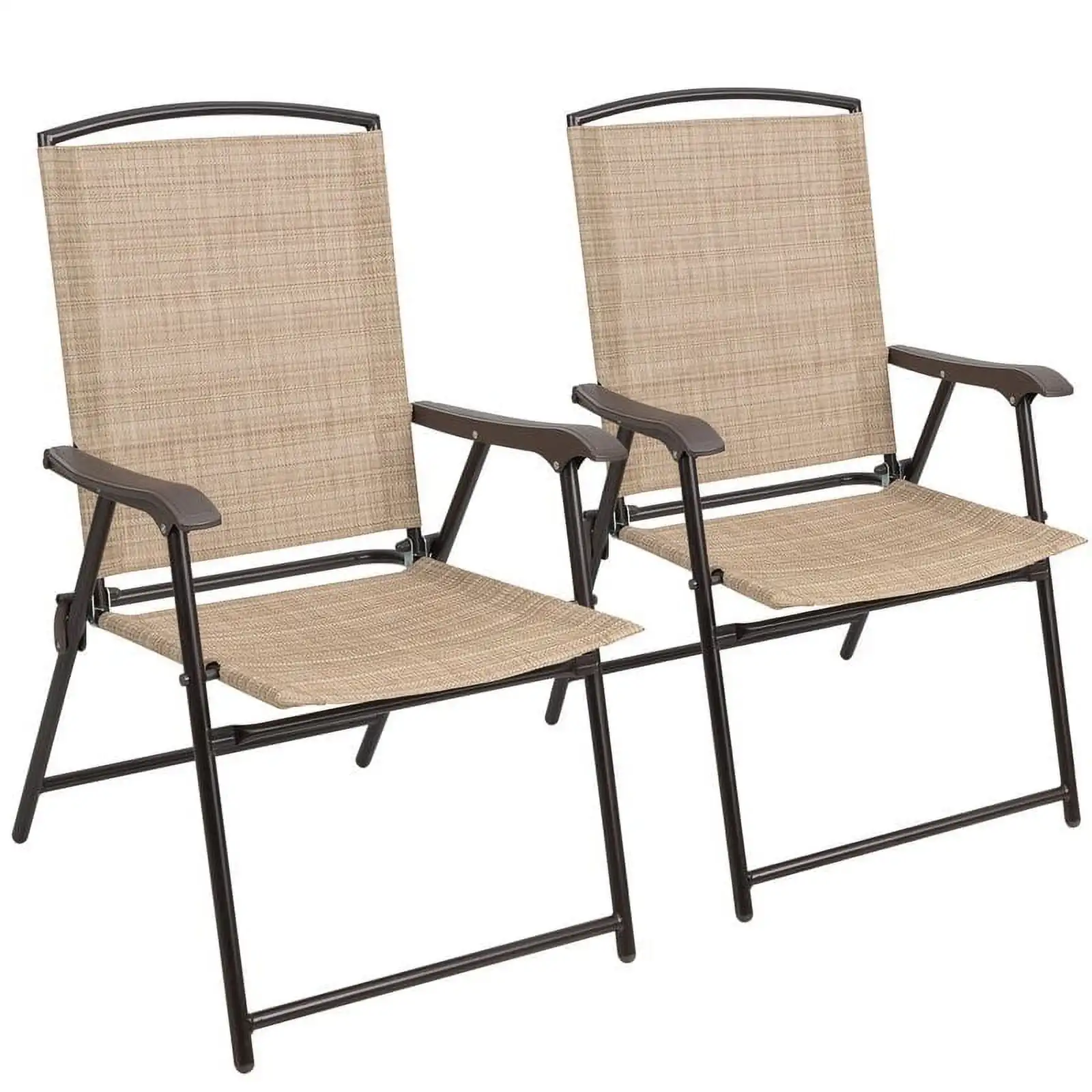 

2 Pieces Patio Folding Chairs Outdoor Chairs Textilene Furniture Chair Set, Beige