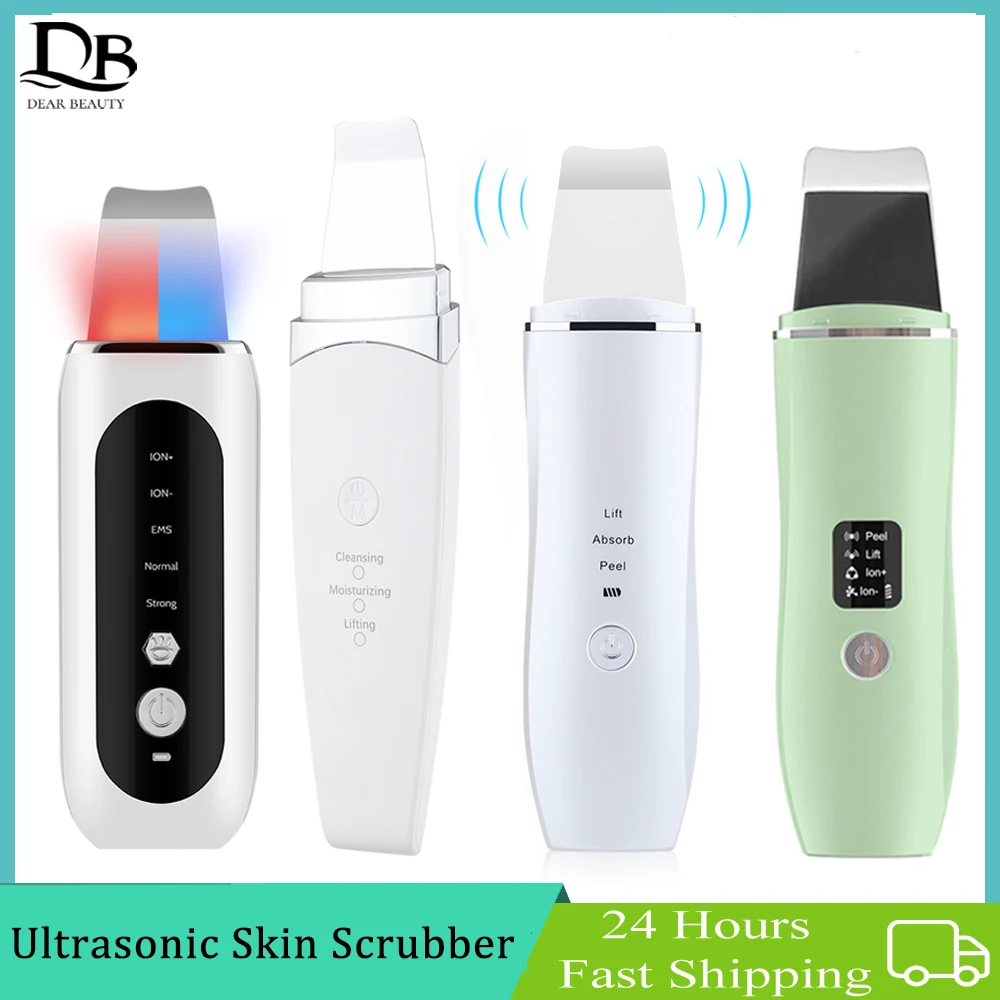 3 Type Ultrasonic Skin Scrubber Deep Face Cleaning Acne Blackhead Remover Facial Spatula Peeling Shovel EMS Skin Lifting Machine