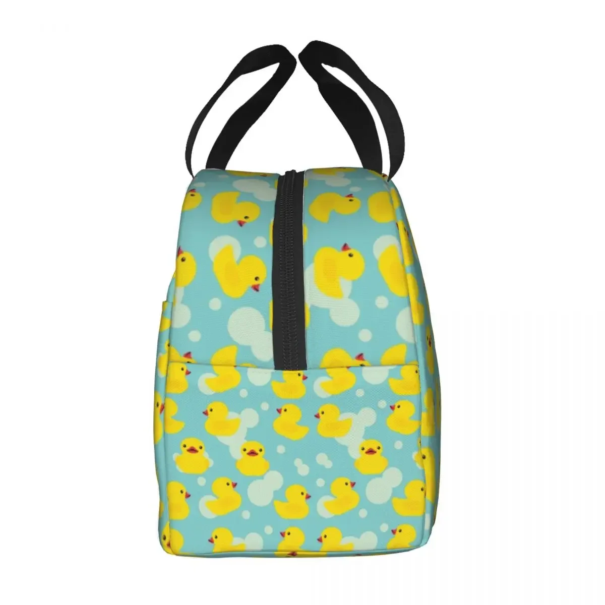 Custom Cute Cartoon Yellow Rubber Duck Pattern Portable Lunch Box Leakproof Cooler Thermal Food Insulated  Bag Office Work