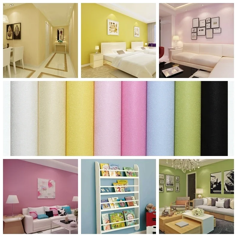 Colorful Classic Solid Pink Wallpaper Bedroom Living Room Wall Paper White Green Blue Yellow Engineering Hotel Wallpapers