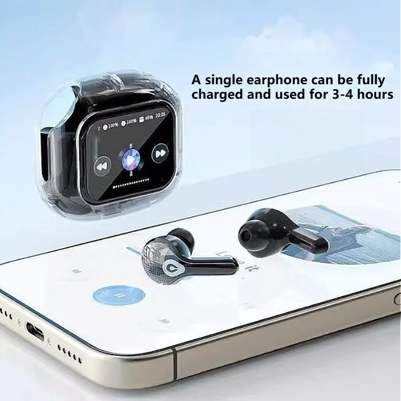 سماعات أذن لاسلكية متوافقة مع تقنية البلوتوث، سماعات أذن ذكية تعمل باللمس وشاشة ملونة HIFI للحد من الضوضاء سماعات رأس ستيريو