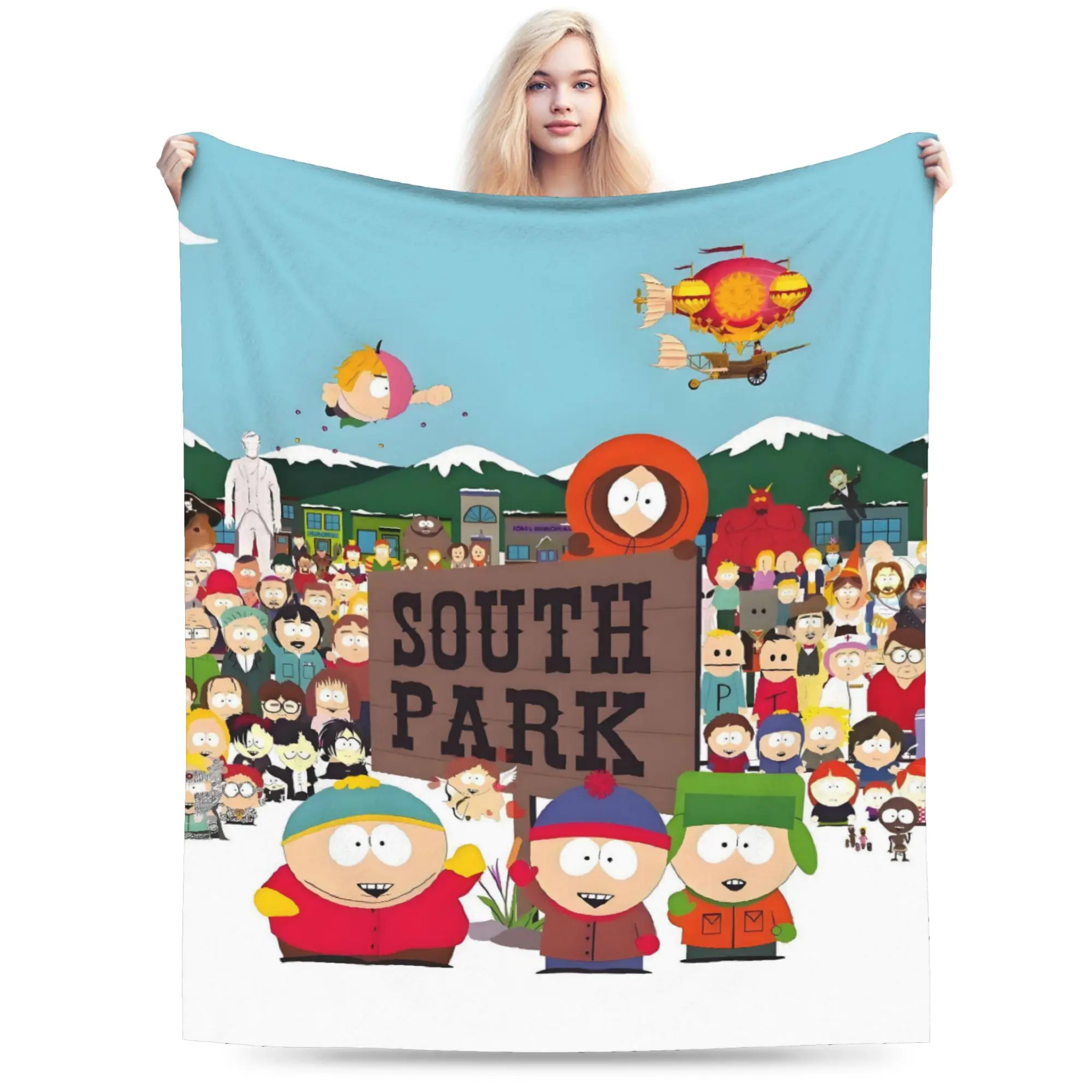 Custom South Parks Destroyer Blankets Warm Flannel Animation Throw Blanket for Bed Travel Rug Piece
