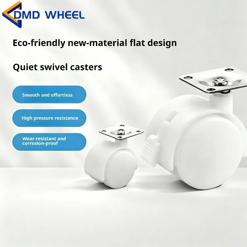 8Pcs 1''/1.5''/2'' Flat Furniture Casters Bedside Tables Electrical Appliances Silent Wheels Shelves Universal Plastic Non-slip