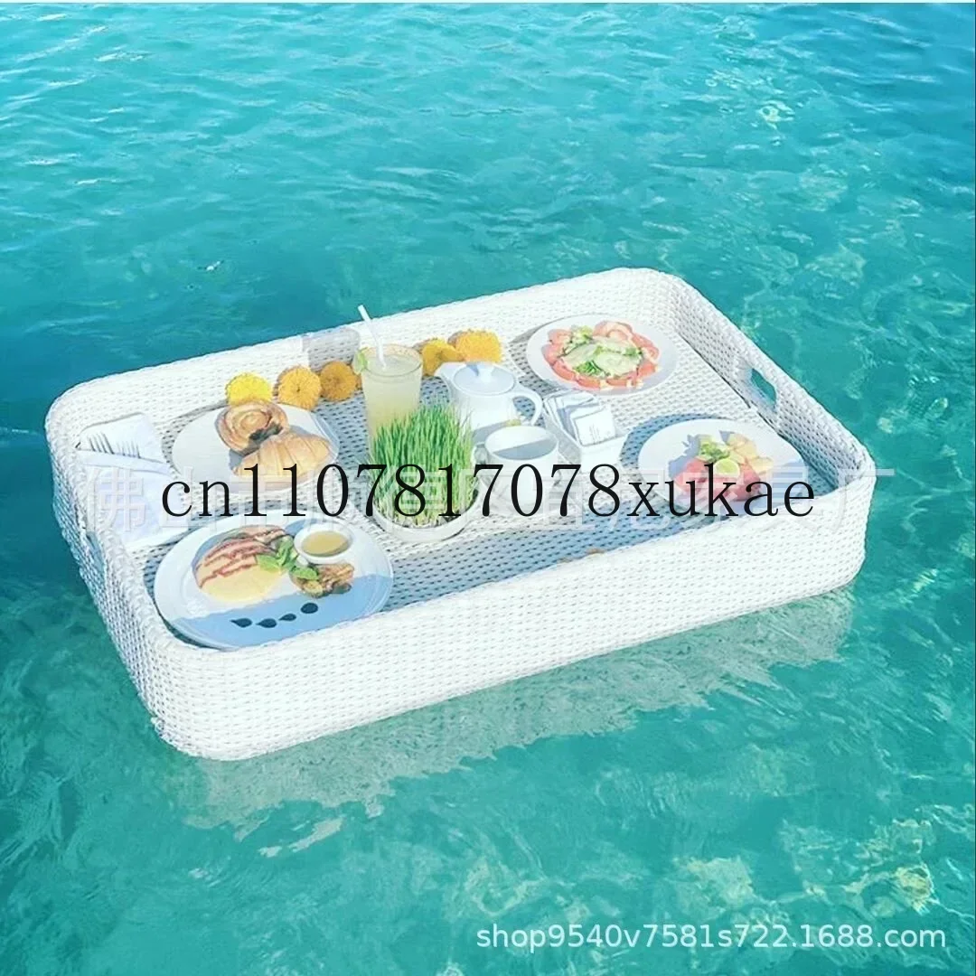 スイミングプール用フローティング朝食トレイ、水草編みバスケット、ウェディング写真撮影用小道具トレイ、デコレーション、インターネットセレブ