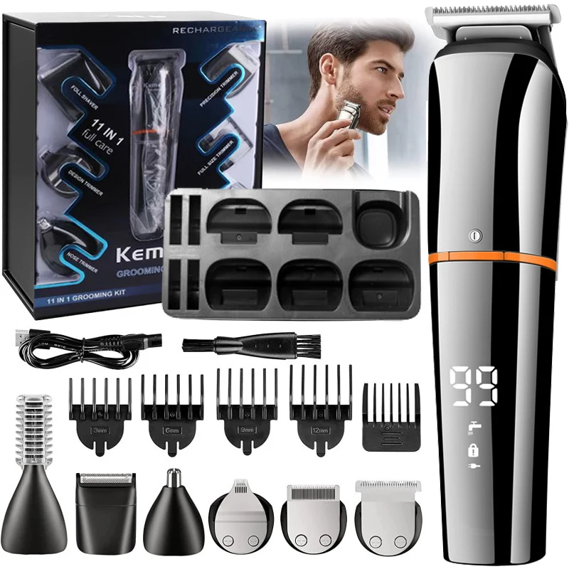 

Kemei digital display all in one hair trimmer for men eyebrow beard trimmer electric hair clipper grooming kit haircut