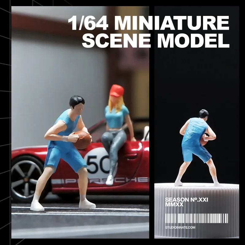 1/64 Scale Basketball Boy Athlete Figure Model, Mini Colored Mannequin for Architectural Sandbox Decoration Props