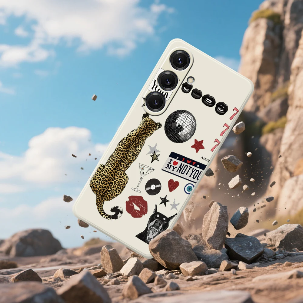 شخصية ليوبارد طباعة جراب هاتف لسامسونج غالاكسي S25 S24 S23 S20 الترا زائد S20FE S21FE S23FE S24 FE S10Plus غطاء ناعم