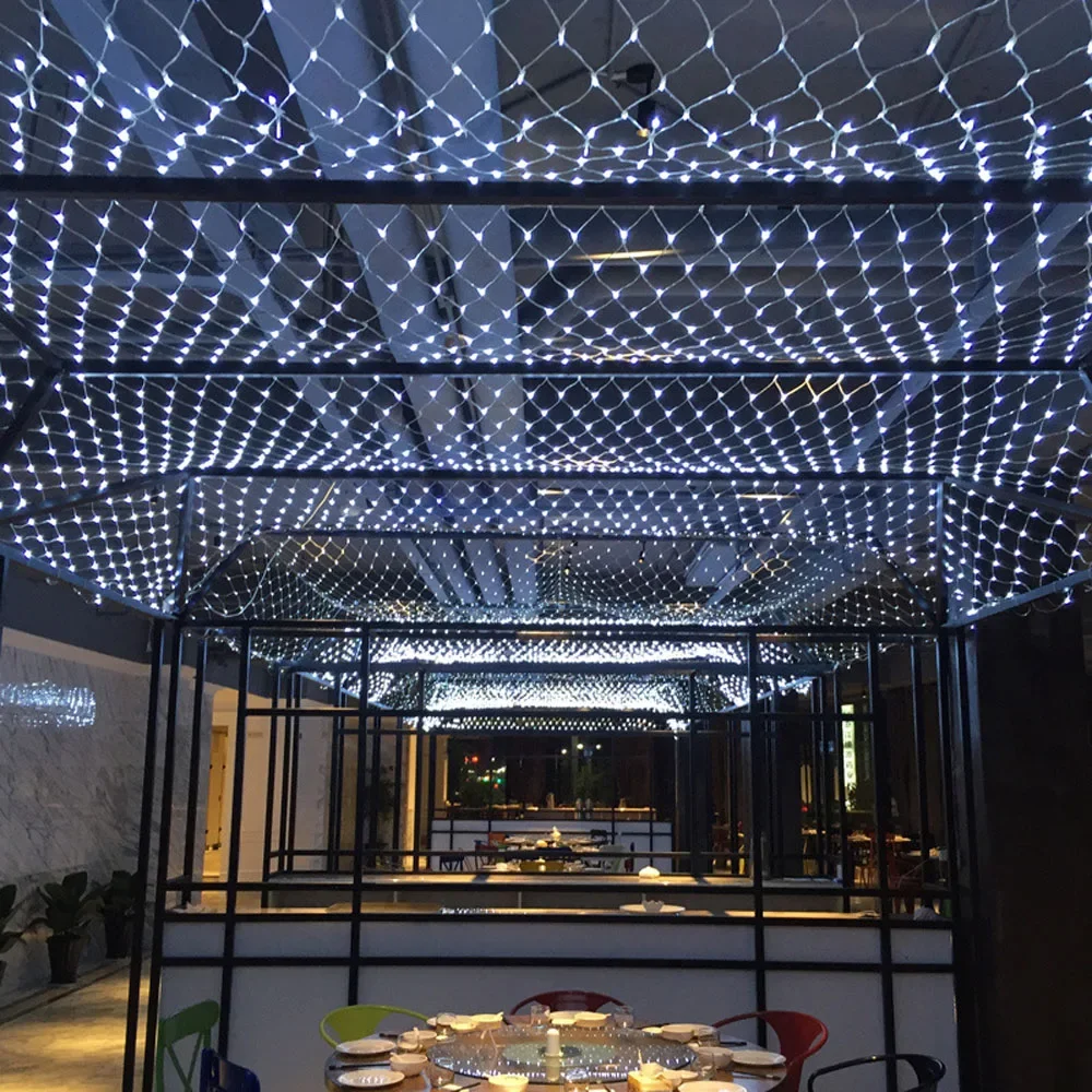 Wasserdichte 8 Modi LED Fischnetz Lichterkette im Freien 2 * 2/3 * 2M Girlande Fee Vorhang Lichter für Garten Party Weihnachtsdekoration – Detail 5