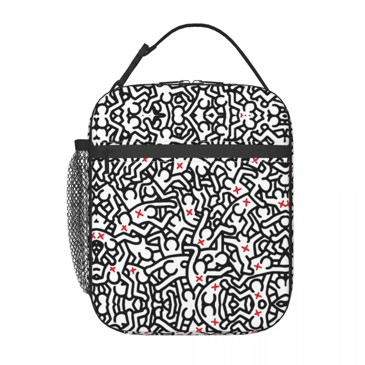 Keith Geometric Graffiti Art Insulated Lunch Tote Bag  Haring Abstract Dance Resuable Cooler Thermal Bento BoxCamping Travel