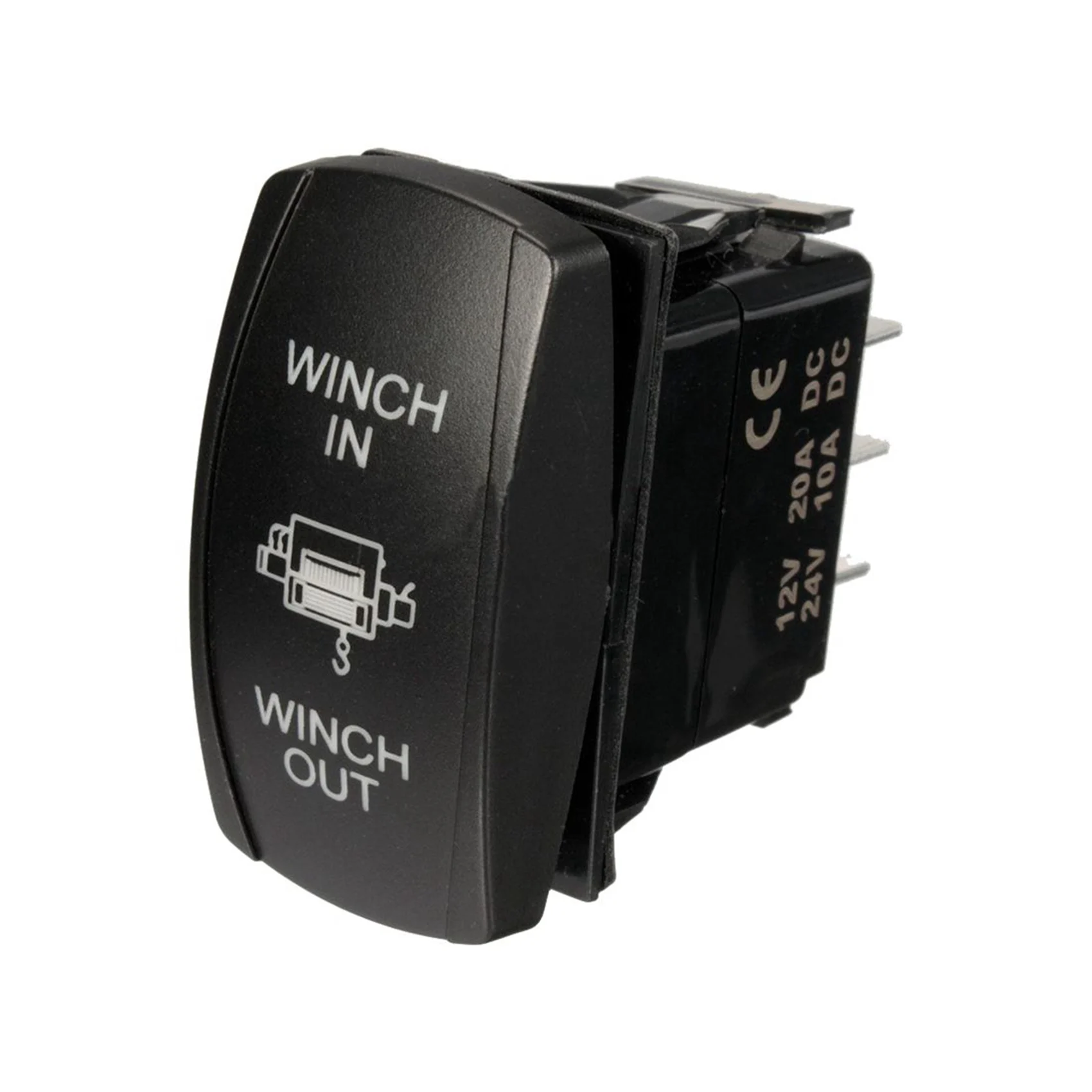 M93K-2X 7Pin Laser-Momentary Rocker Switch Winch In Winch Out 12V ON-OFF-ON LED Light Blue
