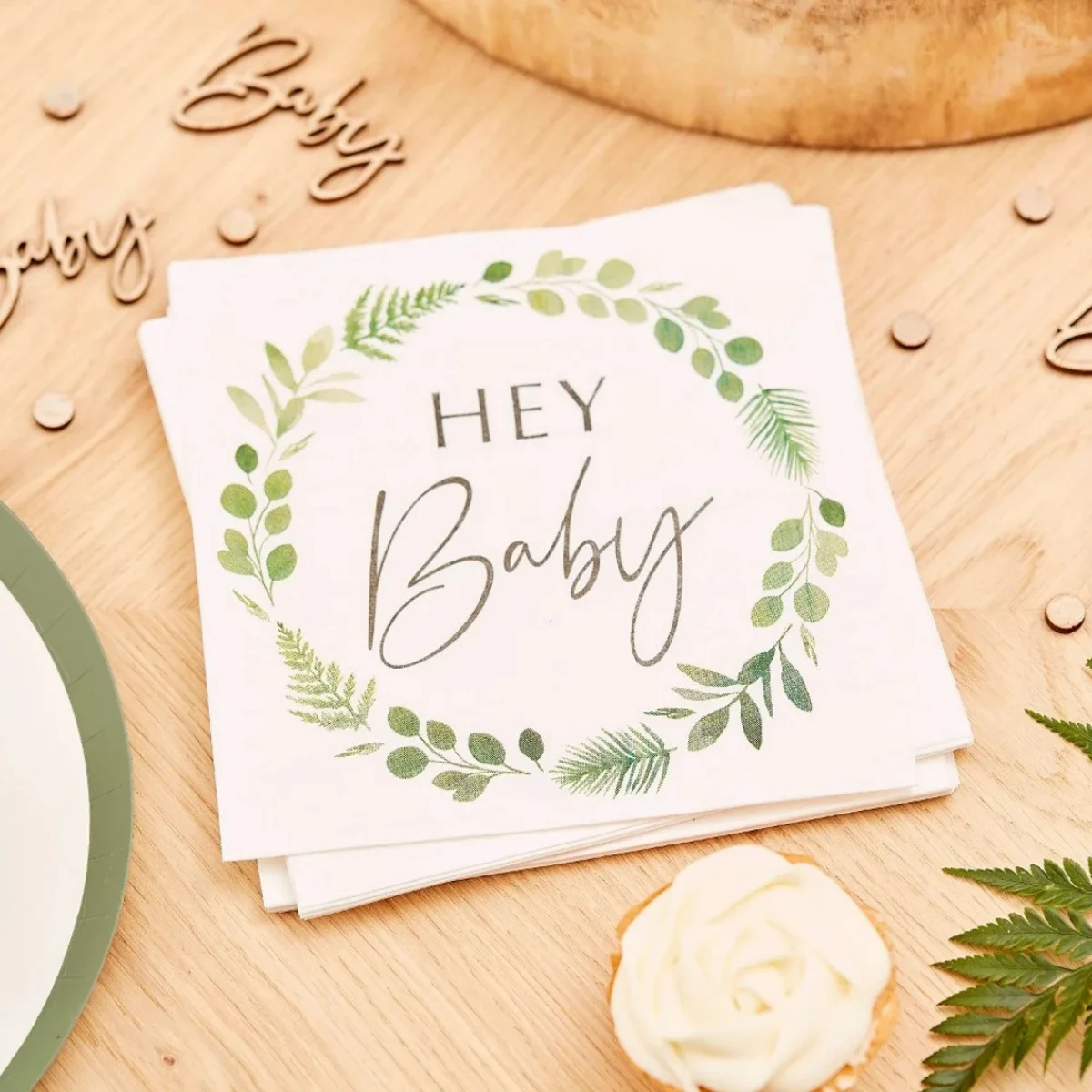 

50pcs 16 Hey Baby Shower Napkins, Botanical Baby Shower Party, Greenery Gender Reveal, Baby Shower Decor, New Baby Party