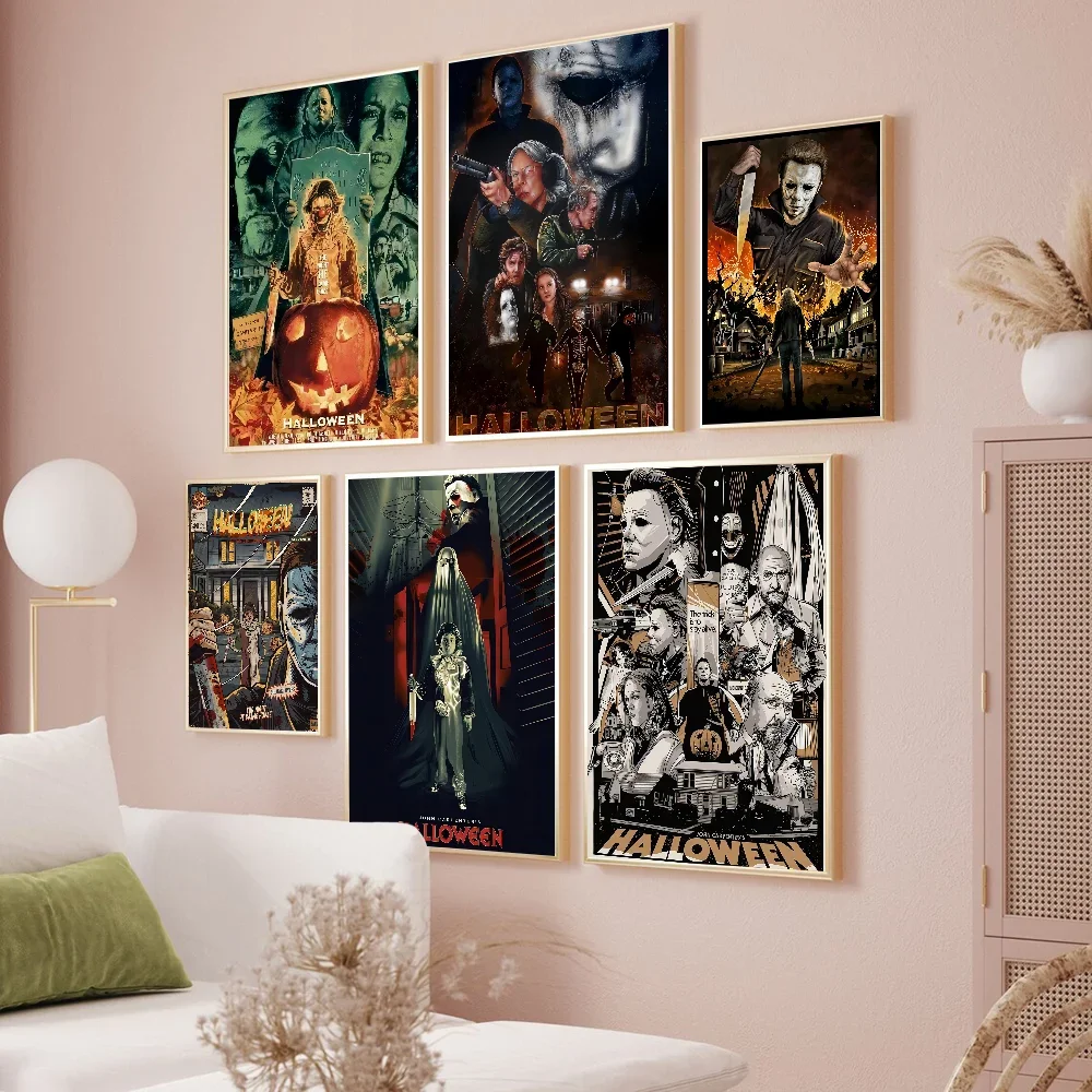 أفلام الرعب الأمريكية هلوين ، ملصقات لاصقة مايكل مايرز ، ملصق ورق كرافت الرجعية ، شريط غرفة ديي الجمالية الفن جدار اللوحة