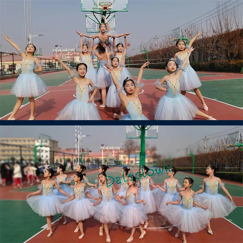 Lago dos cisnes profissional ballet tutu saia meninas vestido longo vestidos crianças desempenho roupas bailarina dança lírica traje menina