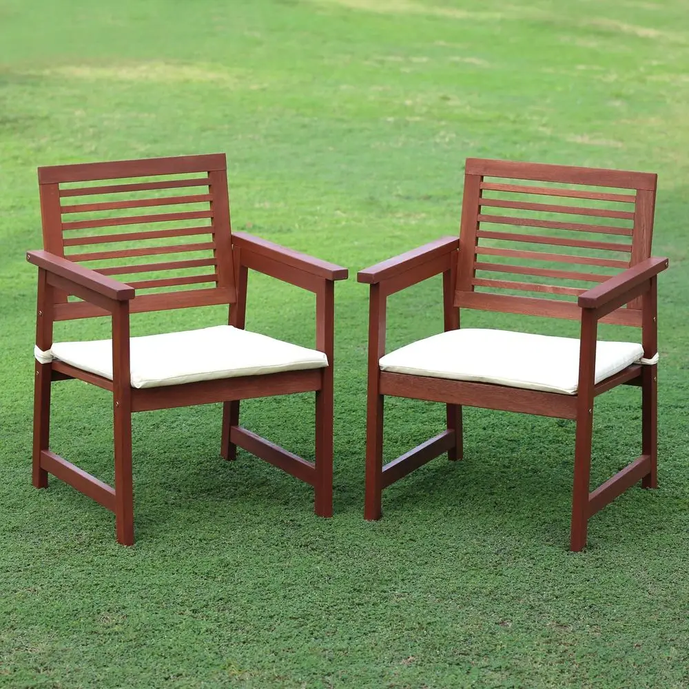 

TIOMAN Patio Chair, Set of Two, Outdoor Lawn Chair, Armchair with Cushion, for Patio, Garden, Porch, Natural
