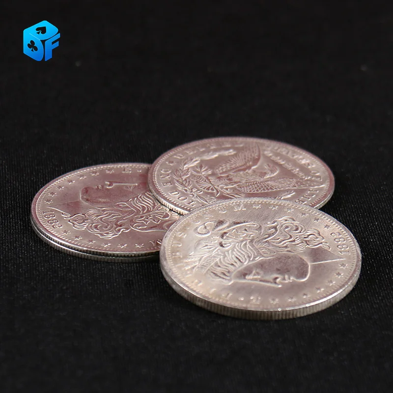 STC Coin Set Coin Change Penetrate Magia Close Up Illusions Magic Tricks Gimmick Props Multiplying Silver Coins to Chip Magica