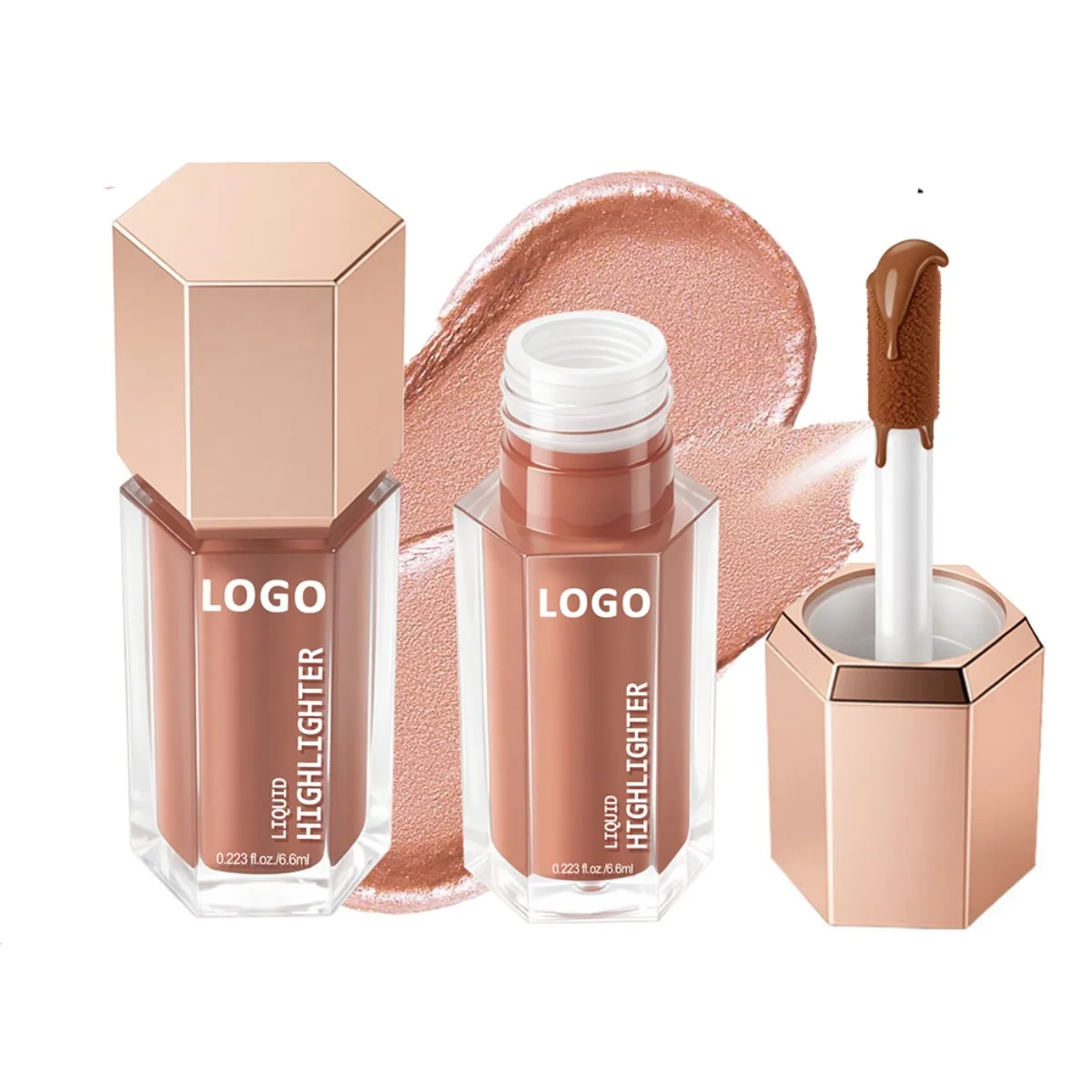 Hexagonal Tube 12 Color Liquid Highlighter Private Label Custom Logo Vegan Makeup Wholesale Cosmetics Beauty Glow