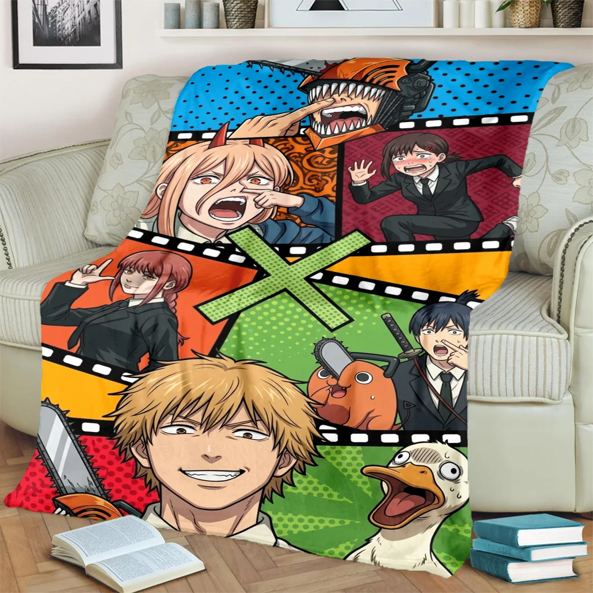 Chainsaw ManWarm Comfortable Flannel Blanket Print for Picnics, Travel, Chairs, Beds, Sofas, Bedrooms-kwq109